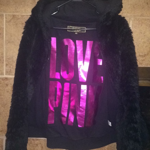 PINK Victoria's Secret Jackets & Blazers - 🥂VS Pink Jacket Faux Fur XS/ Hooded